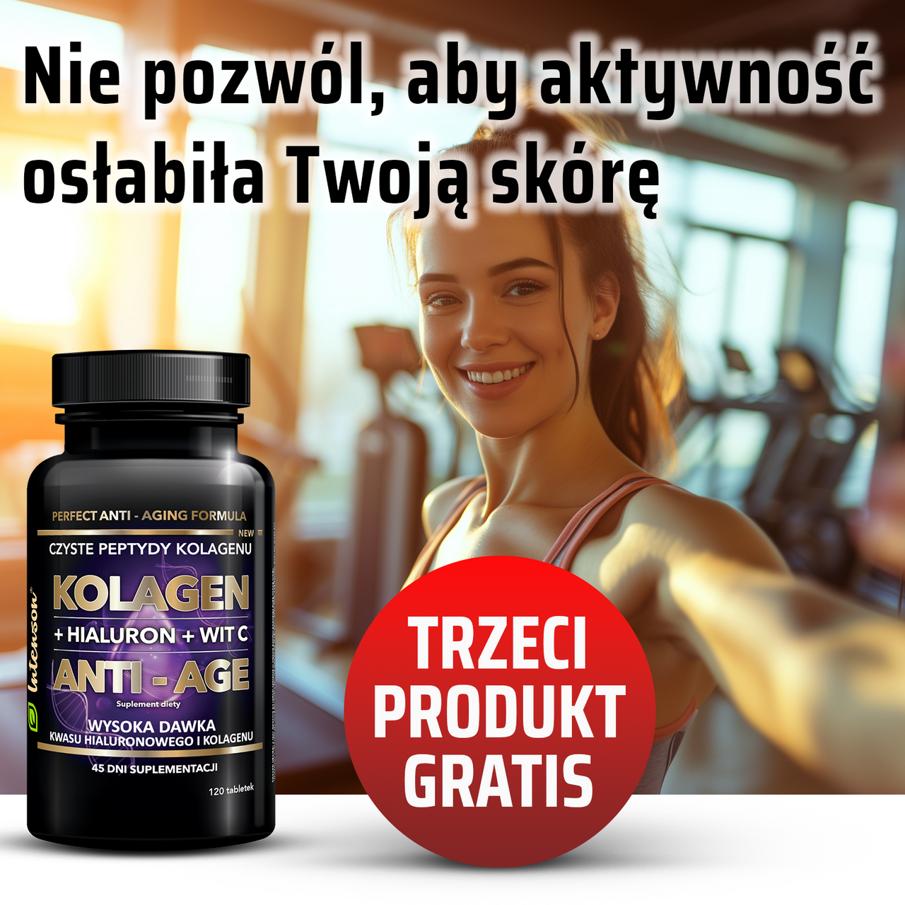 Kolagen ANTI-AGE + hialuron + witamina C - 500mg 120 tabletek - Intenson.pl