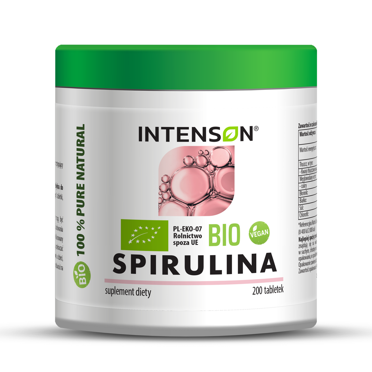 Bio spirulina 100% 200 tabletek - Intenson.pl