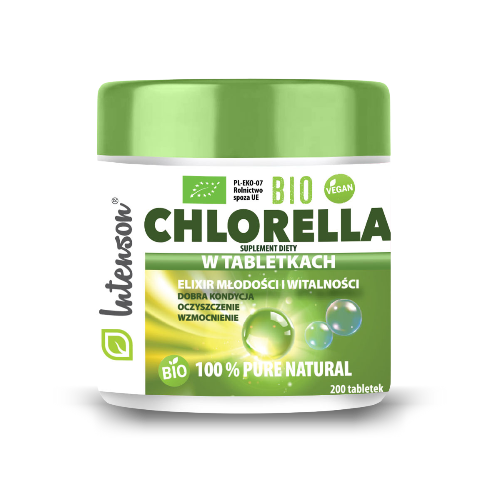 Bio chlorella 100 % 200 tabletek - Intenson.pl