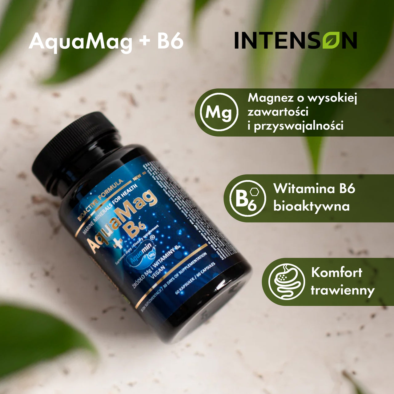 Magnez Aquamin MgTg® + B6 60 kapsułek