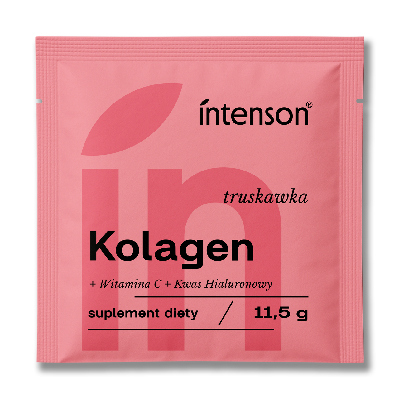 Kolagen w saszetkach o smaku truskawkowym z kwasem hialuronowym i witaminą C, jedna porcja 10,8g