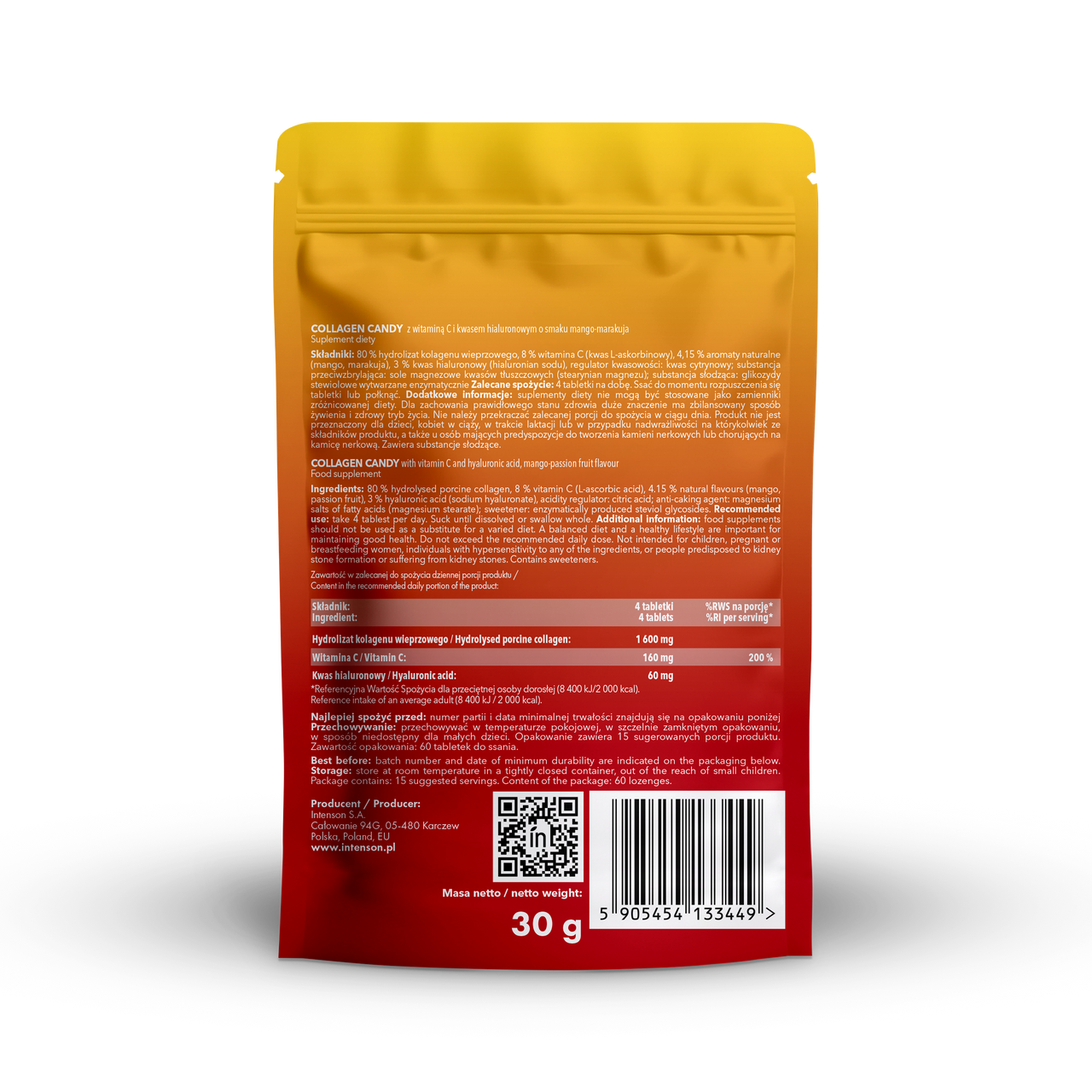 Collagen Candy Mango - Marakuja, 60 pastylek