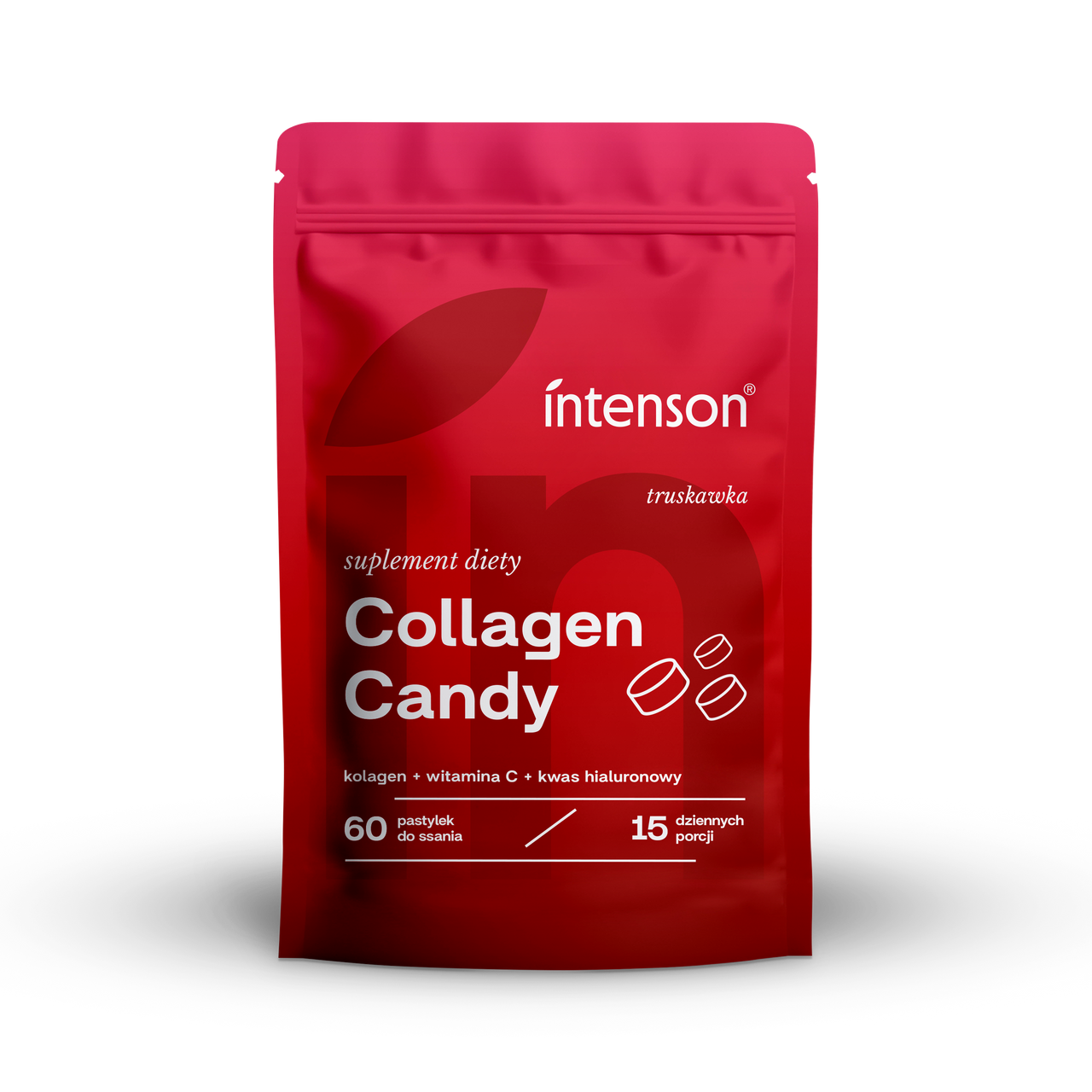 Kolagen Candy do ssania o smaku truskawkowym, 60 tabletek