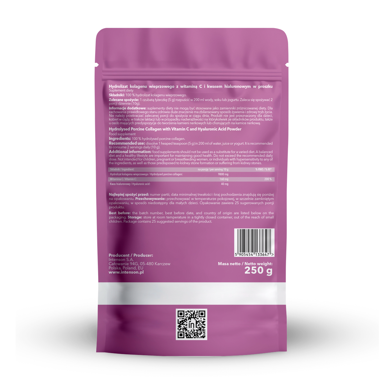Collagen + vitamin C + hyaluronic acid powder 250g