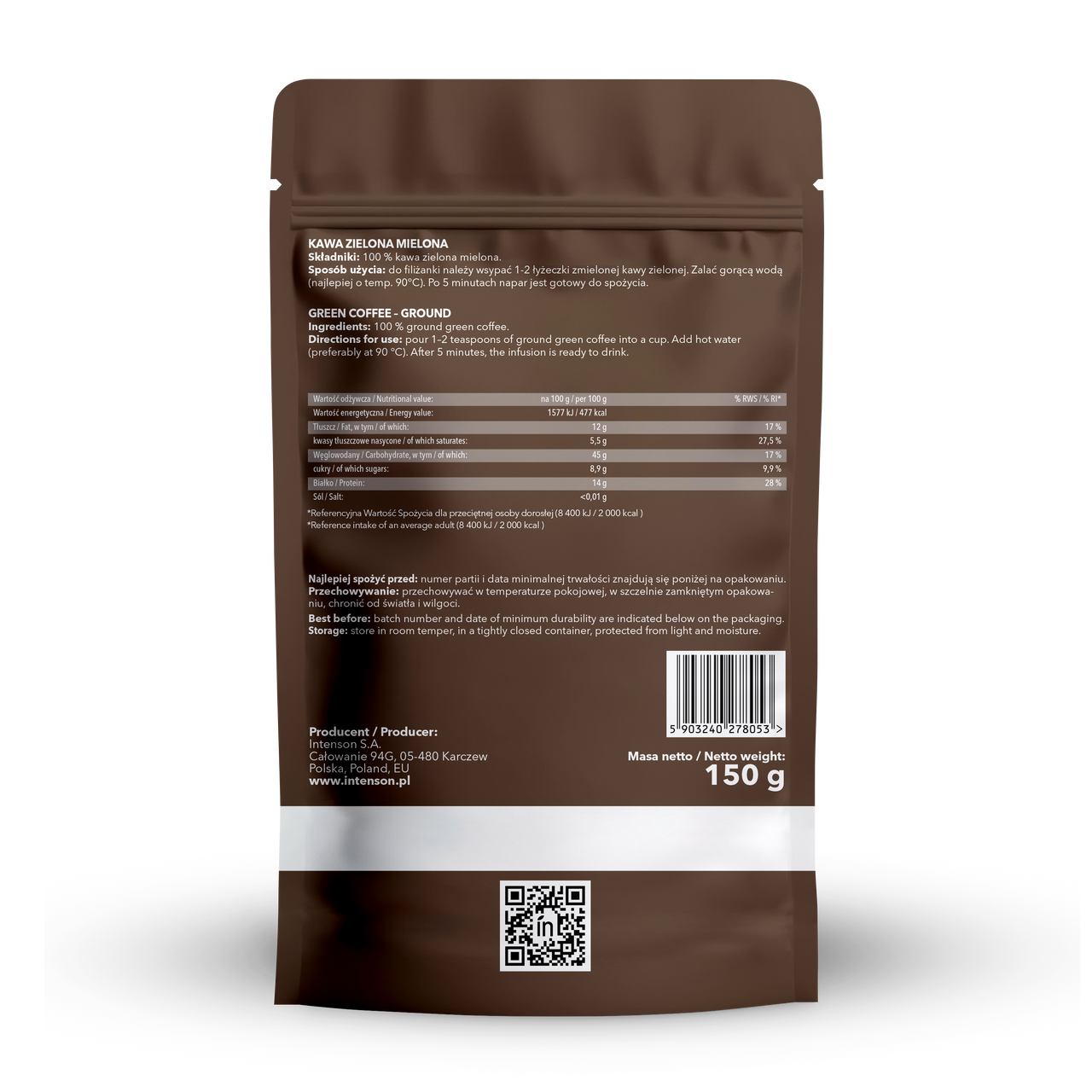 Intenson Kawa Zielona mielona 250g