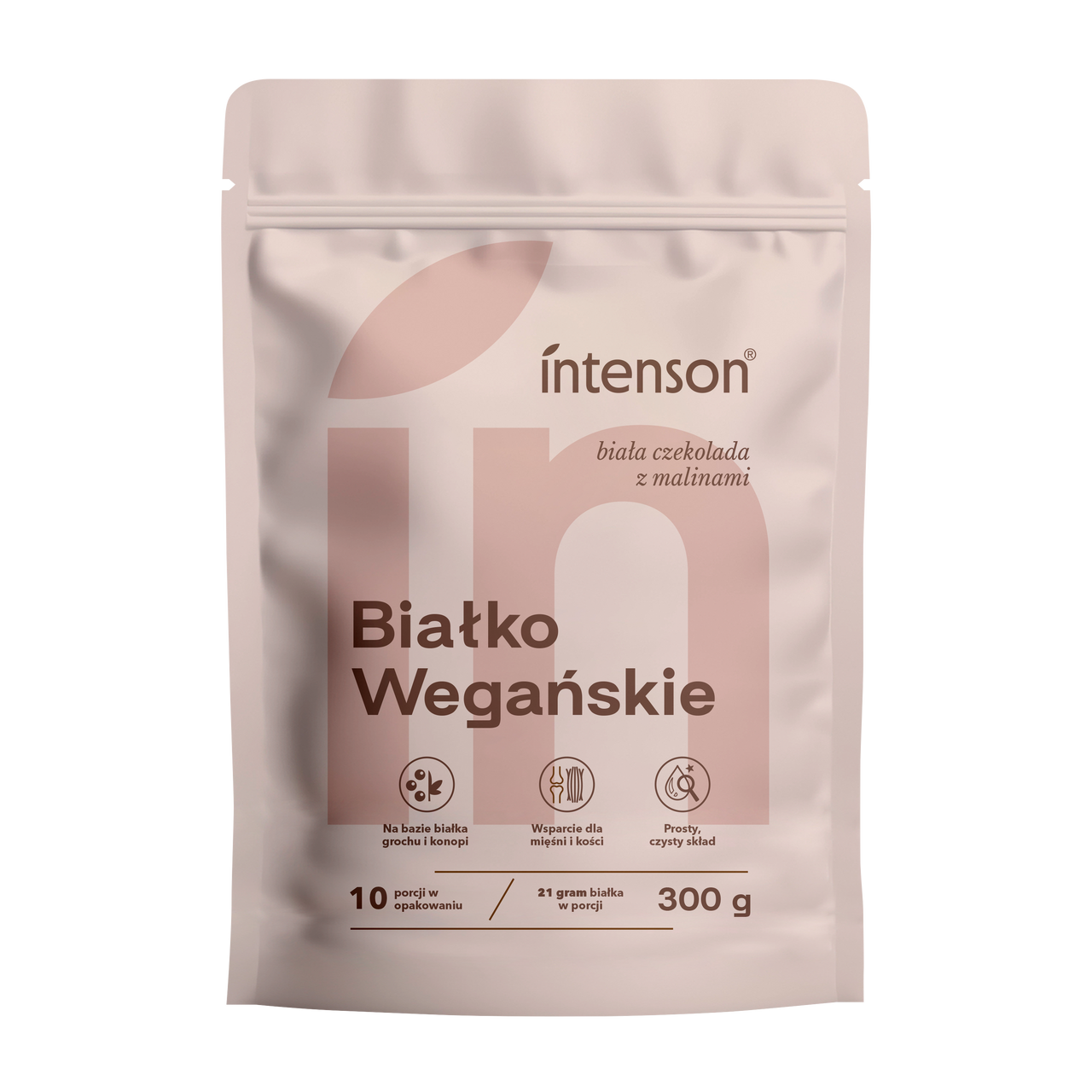Intenson Białko Wegańskie o smaku białej czekolady i malin 300g - Intenson.pl