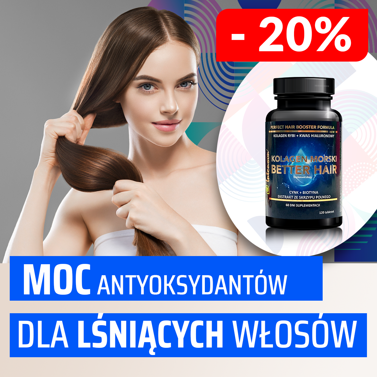 Kolagen morski Better Hair +wit C + kwas hialuronowy 120 tabletek - Intenson.pl