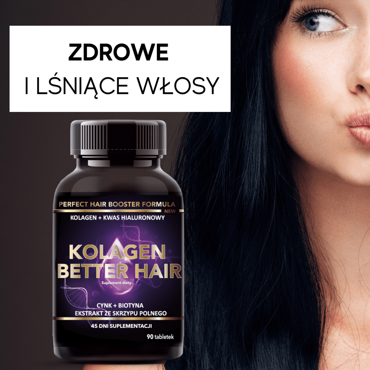 Kolagen na włosy Better hair  + cynk + biotyna + skrzyp - 90 tabletek - Intenson.pl